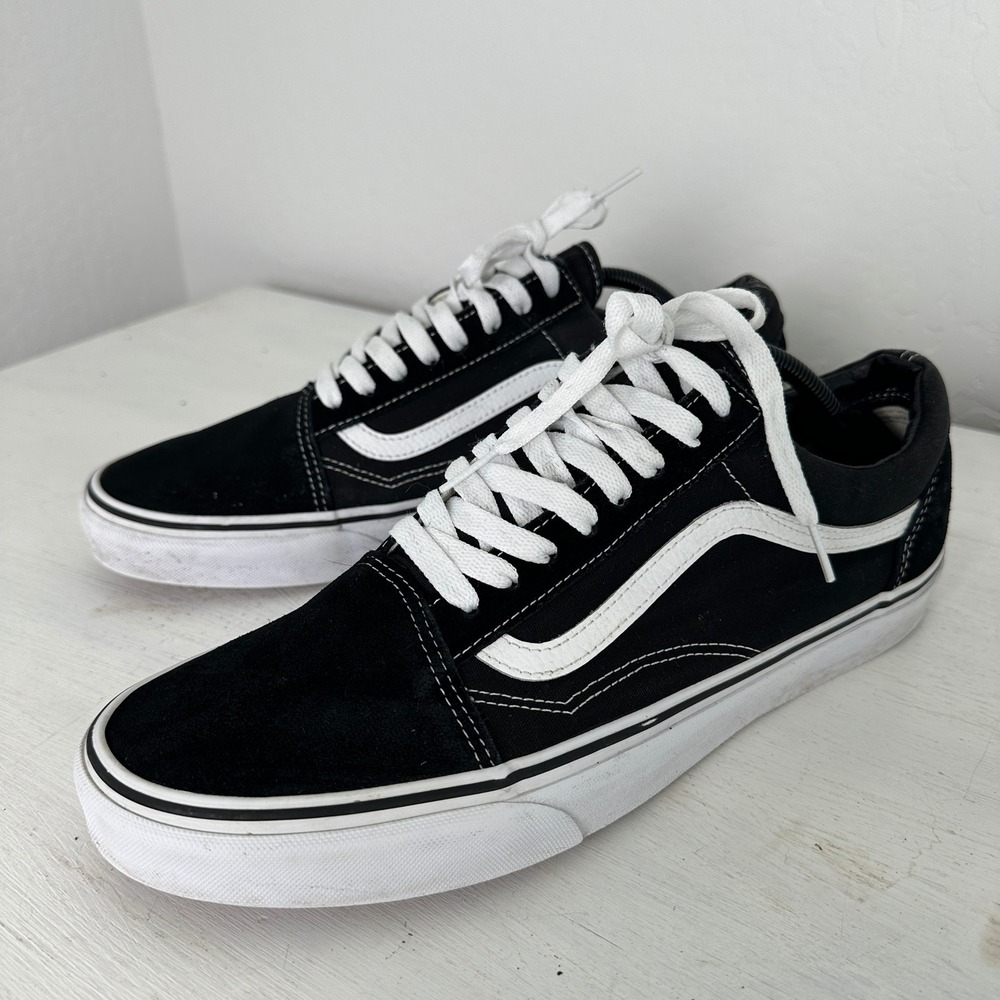 Vans Sneakers Mens 12 Old Skool Black White Suede Canvas Skate Shoes